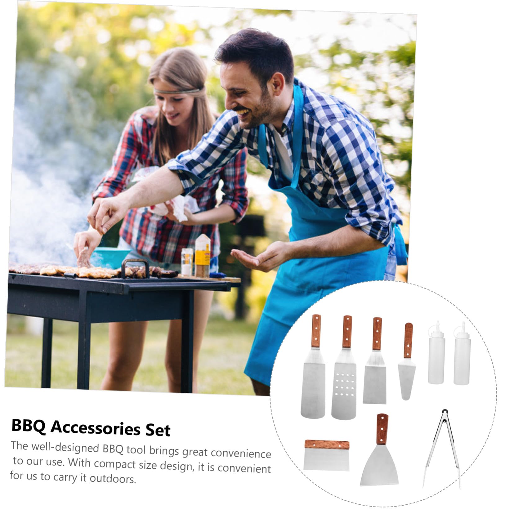 SHINEOFI Edelstahl-grillwerkzeug-Set mit Holzgriffen Grillbesteck für Outdoor-Grillen und Kochen zu Hause Inklusive Grillschaufeln und Zubehör