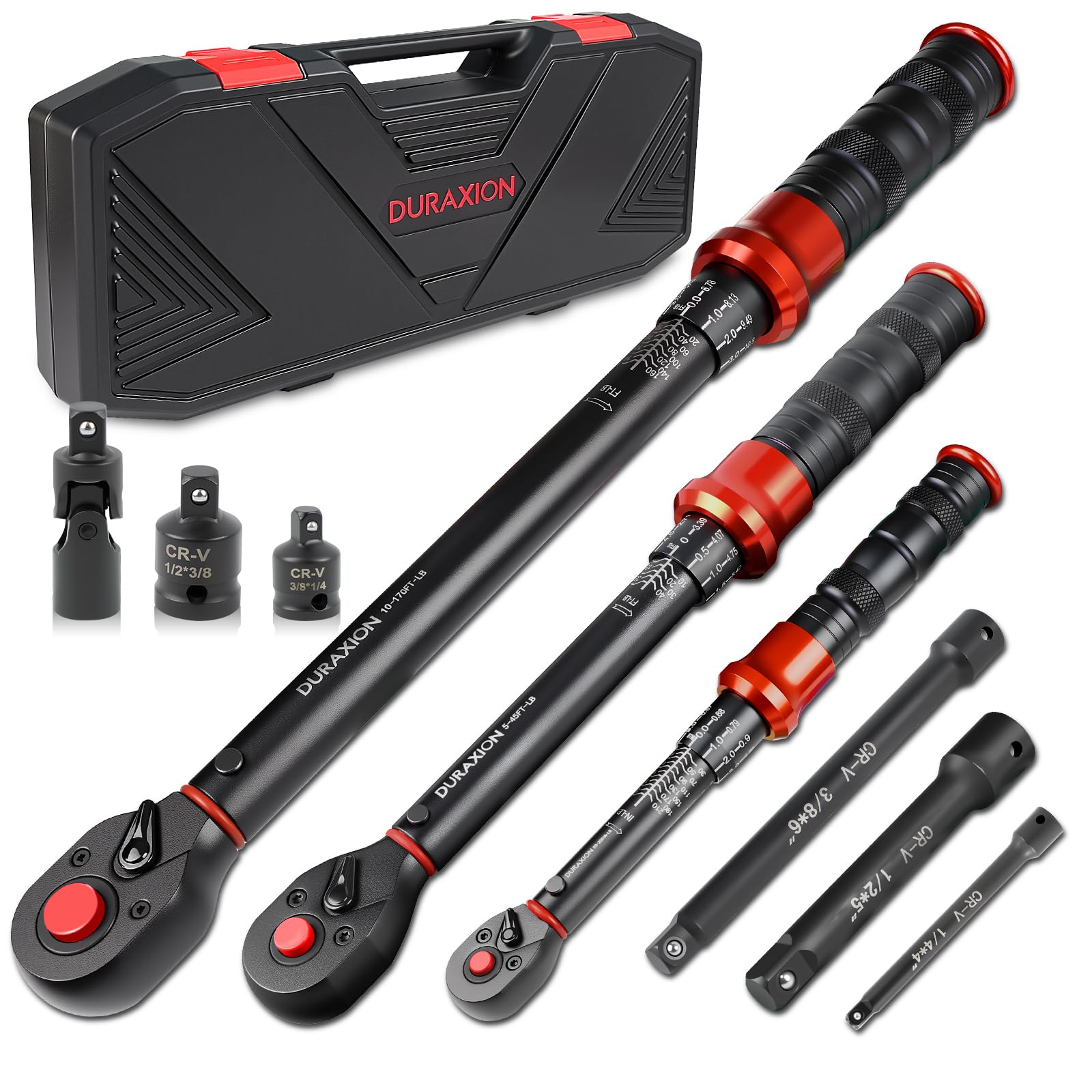 DURAXION 9PCS Torque Wrench Set Torque Wrenches with Dual-Scales