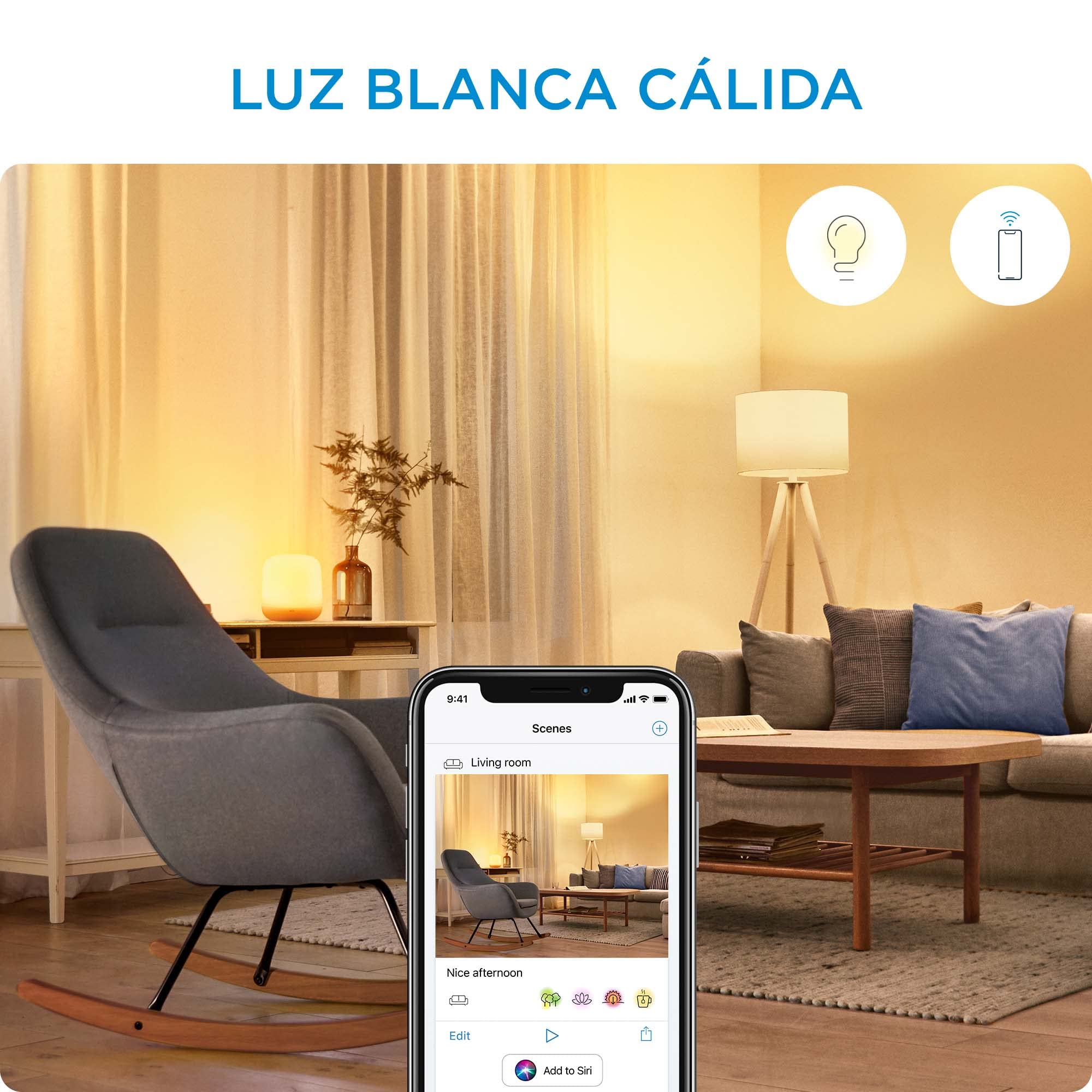 WiZ - Bombilla inteligente Filamento LED Wi-Fi, 6,7w (Eq. 50w) E27 A60, Luz Blanca Cálida a Fría Regulable, con tecnología SpaceSense y compatible con Alexa y Google Home
