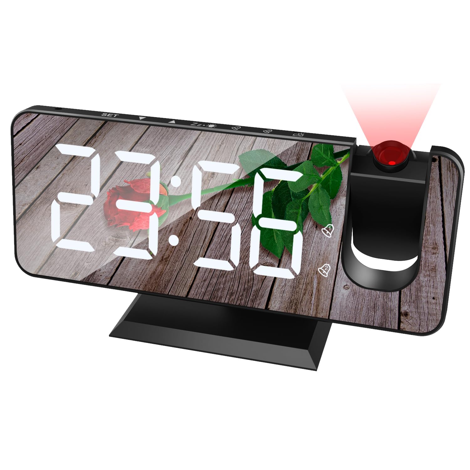 Réveil à projection plafond horloge numérique port usb variateur alarme répétition
