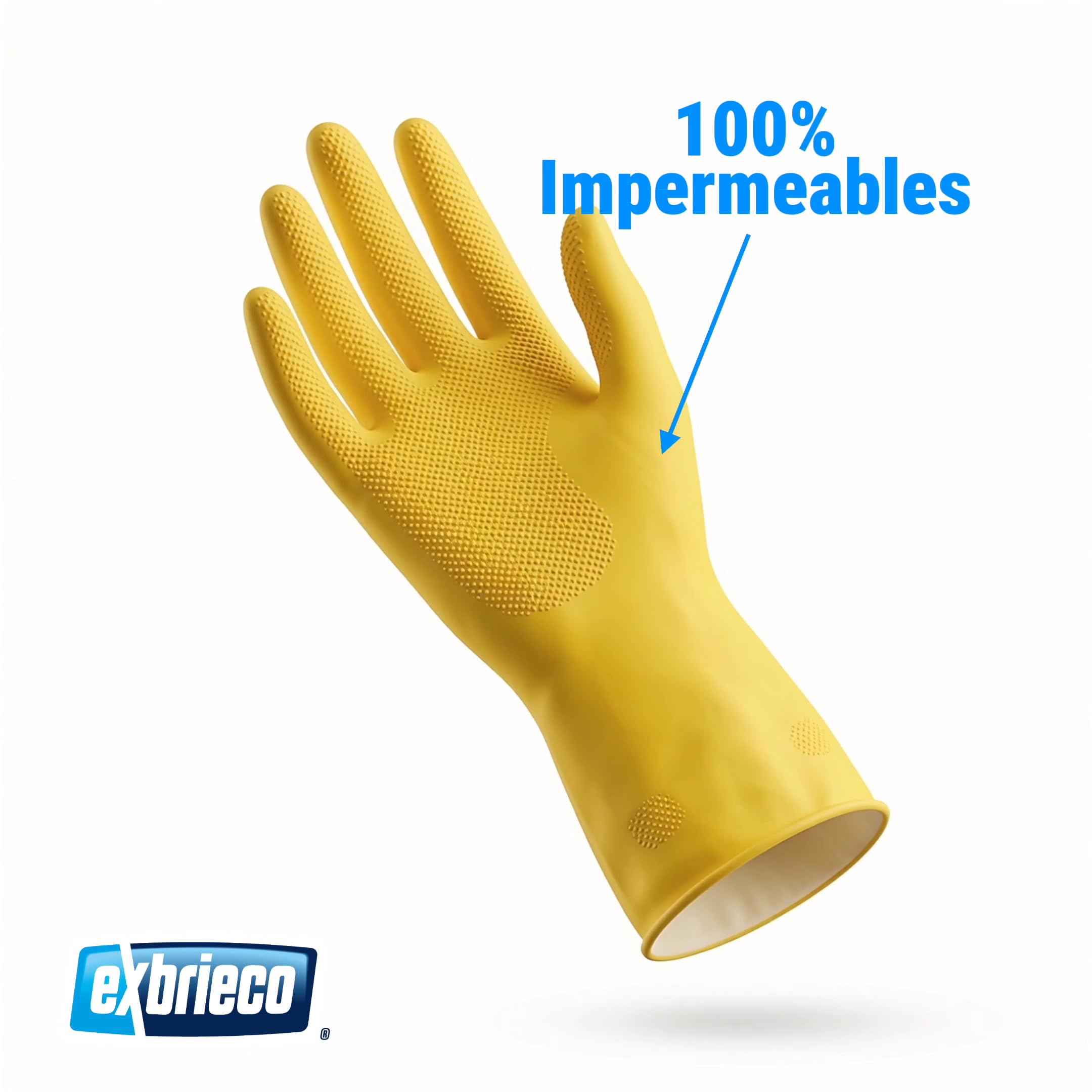 Pack Guantes de Goma, Antideslizantes, Látex, Extragruesos, Interior Algodón Satinado, Impermeables y Flexibles, Máxima Comodidad para Limpieza Hogar e Industrial, Tallas de 6 a 9, Amarillo
