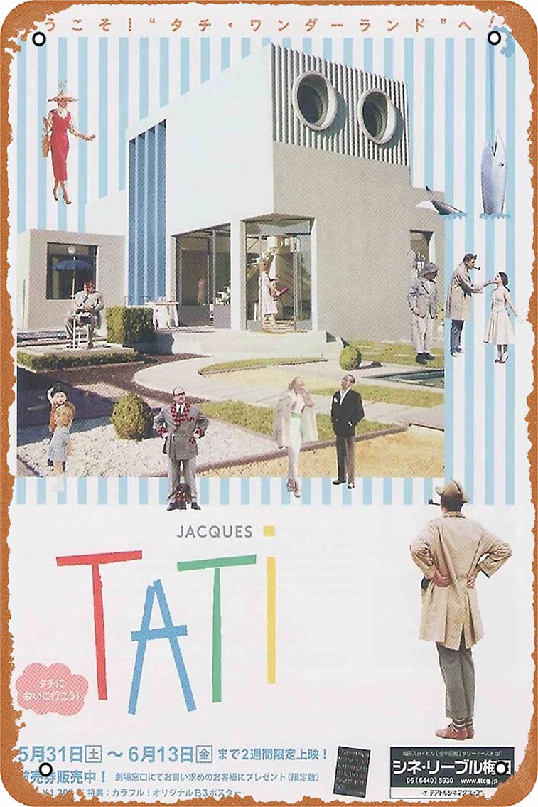 NIUMOWANG Metal Sign - Jacques Tati Film Festival Japanese Tin Poster 12 X 8 Inches
