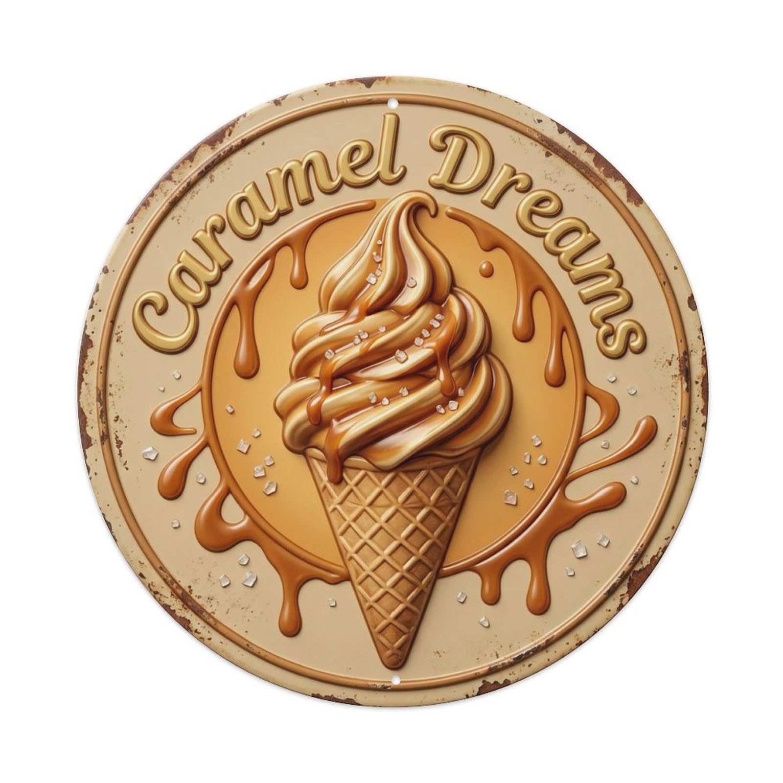 Caramel Dreams Cone Nostalgia Metal Tin Sign