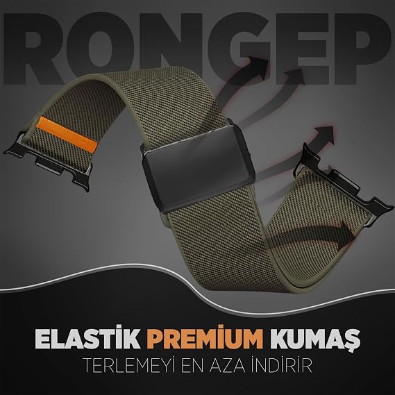 Rongep [Stretch Loop] Samsung Galaxy Watch 9/8 44mm/40mm/Classic 46mm ile Uyumlu Kordon Manyetik Tokalı Samsung Watch 9 44mm Kordonu Terletmeyen Elastik Kumaşlı Galaxy Watch 9 Kordon