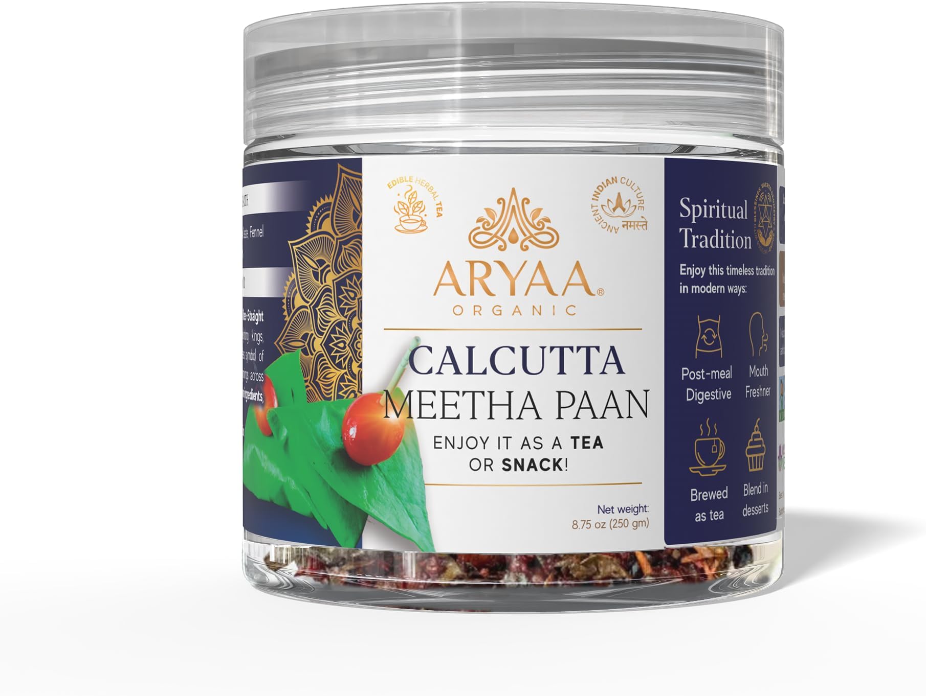 Aryaa Organic Aarya Calcutta Meetha Paan Without Supari, Indian Mouth Freshner, After Meal Digestive Mukhwas 250 gm
