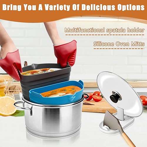 Miniatura 2 de Coldairsoap Juego de 6 forros de silicona para olla de cocción lenta, para 6-8 cuartos de galón, reutilizables para inserto divisor de olla de