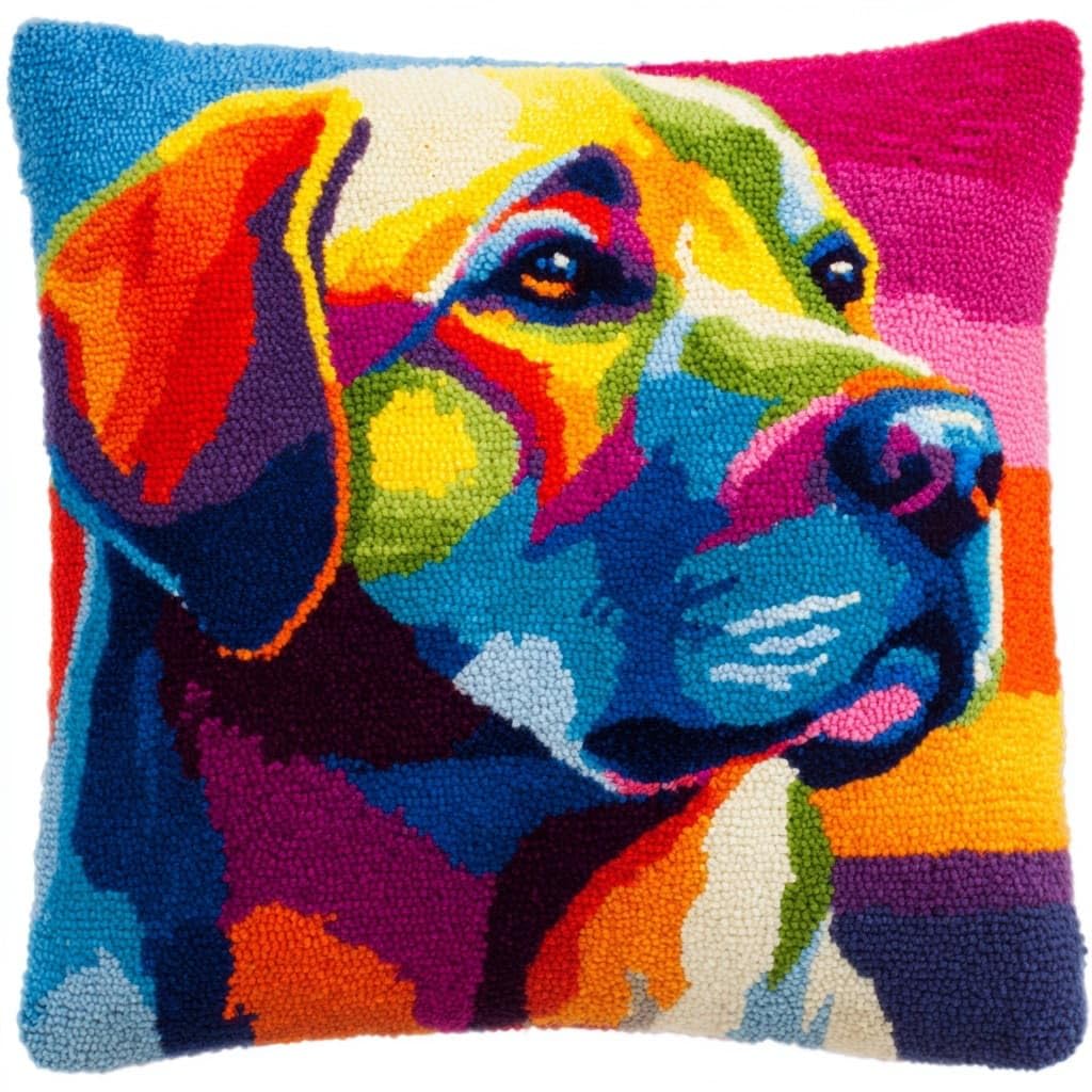 Henypt Latch Hook Pillow Case Embroidery Kits, Dog