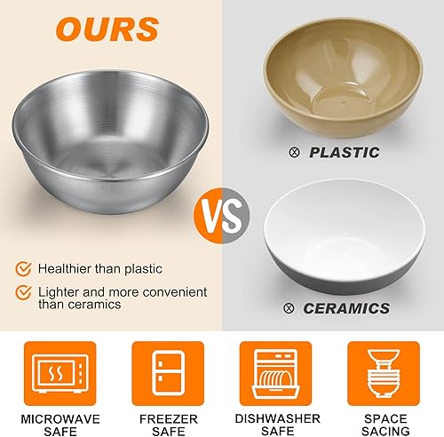 Miniatura 4 de Tanlade 50 cuencos de metal redondos de acero inoxidable para condimentos, mini platillos, platos pequeños para sushi, platos de preparación de