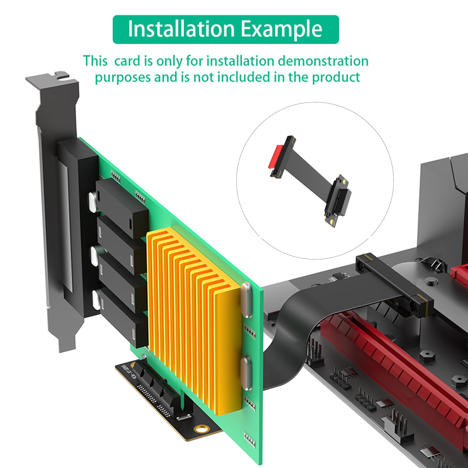 PCIE 5.0 - Cable PCIe de velocidad rápida, flexible, tarjeta extensora, montaje de 90 grados, cable de extensión de vídeo, accesorios de GPU