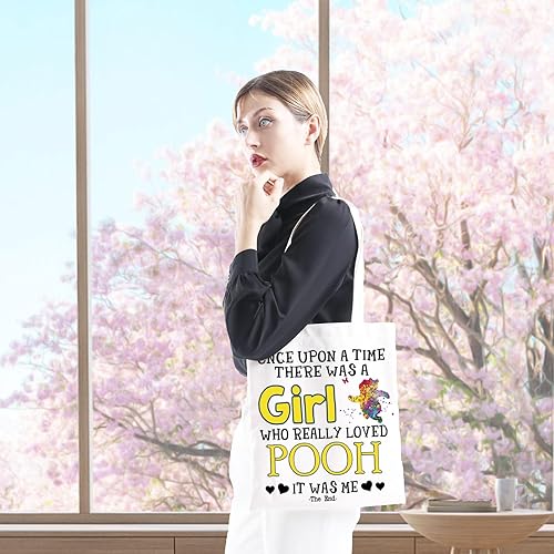 Miniatura 4 de GJTIM Bolsa de viaje inspirada en la película Pooh Bear Accesorios Pooh Bear Bolsa con cremallera para amantes de los osos, Bolso beige