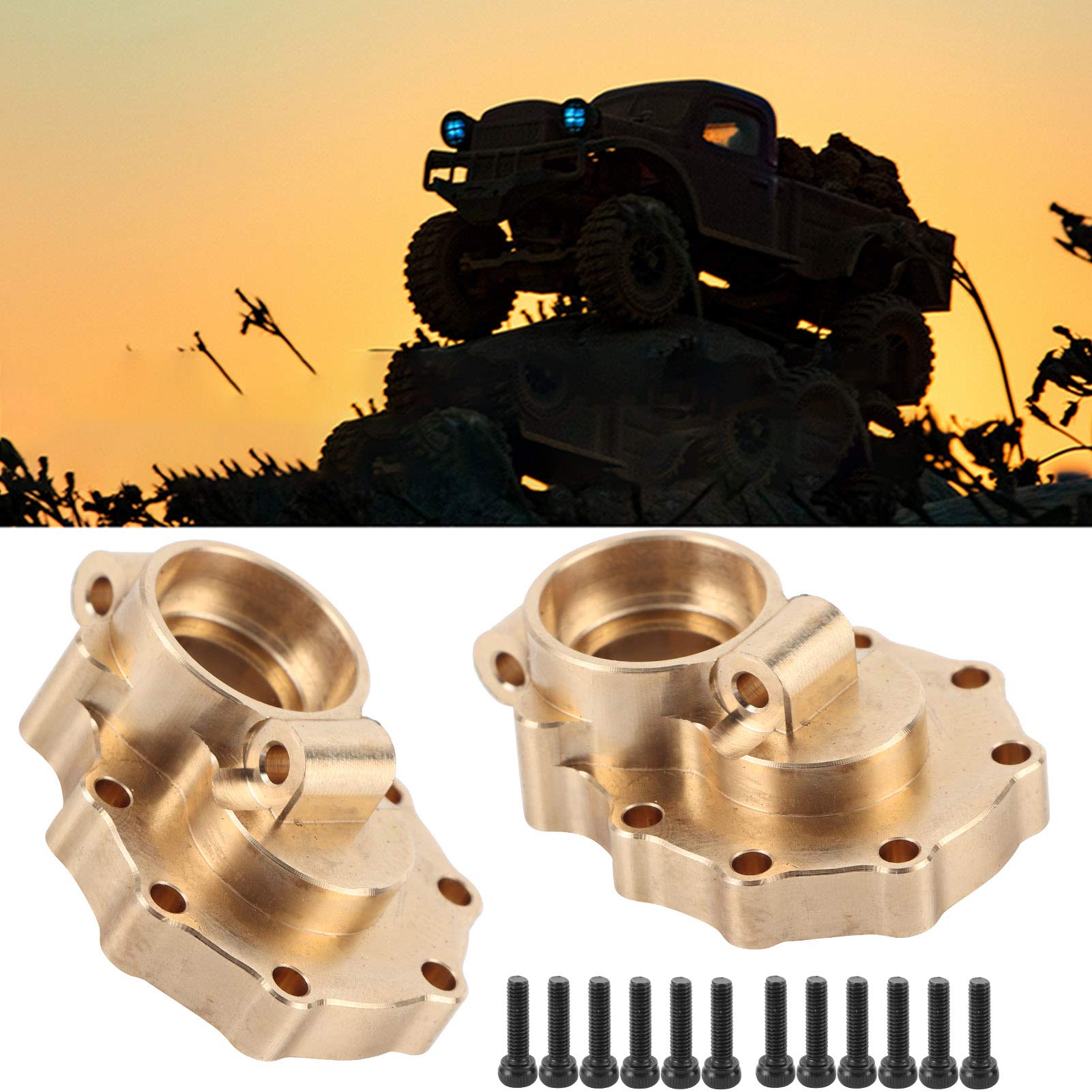 Alomejor 1Pair RC Portal Cover, Brass Brass Portal Cover Axle Case Cover Universal for TRX4 Crawler 1/10 RC Car Crawler - Image 4