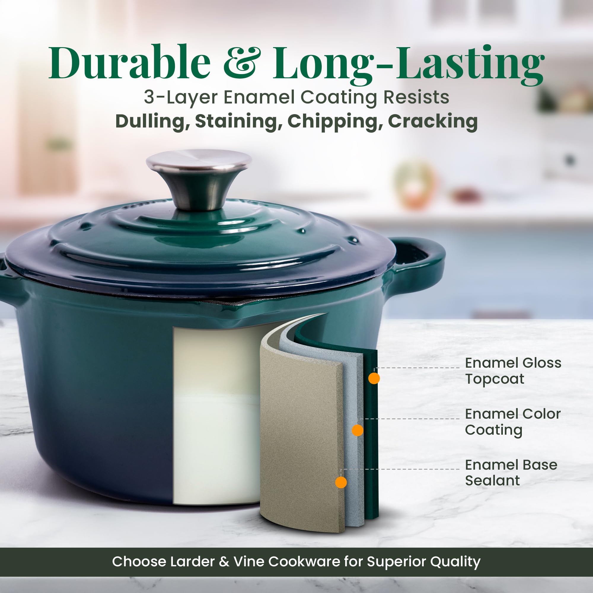 Larder & Vine Enameled Cast Iron Saucepan - 2.2 qt -4