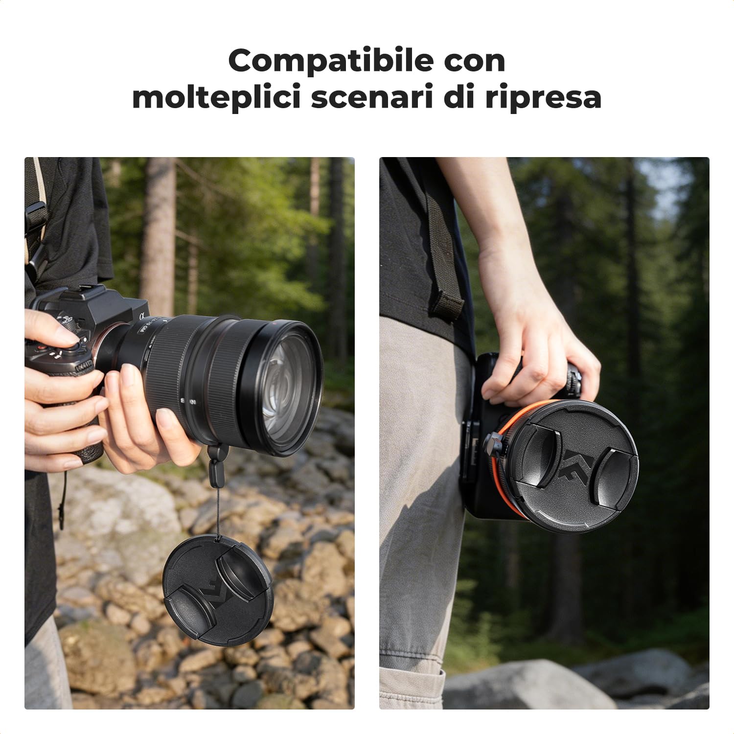 K&F Concept Tappo Obiettivo Copriobiettivo Termoretraibili Centrali 55mm 1 Pezzi Snap, 2 Pezzi Panno in microfibra on Fotocamera Anteriore copriobiettivo per Canon Sony e Altre Marche di Lenti