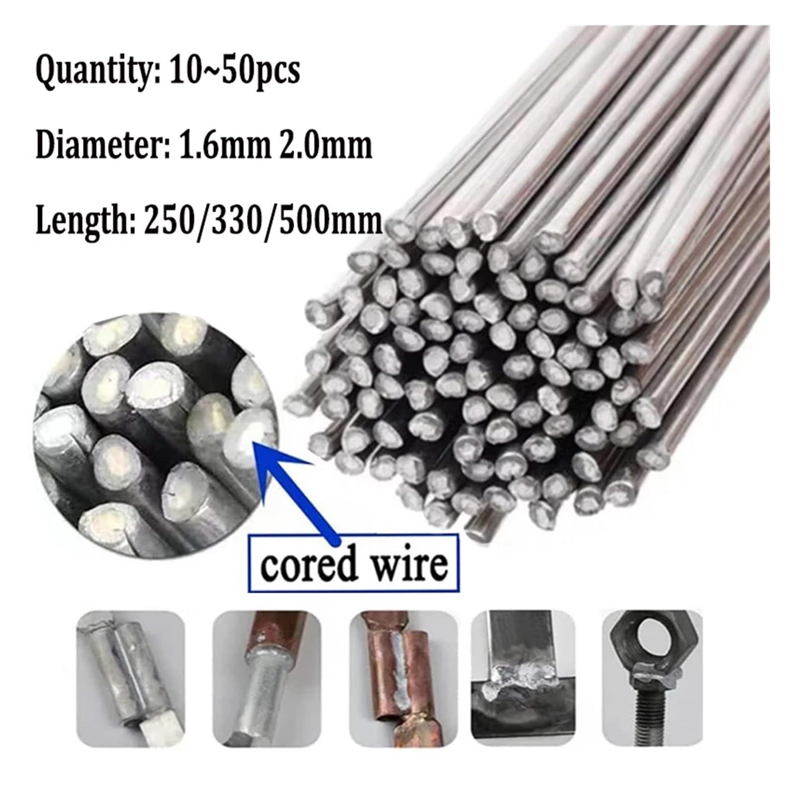 50~10 piezas de varillas de soldadura de aluminio sin necesidad de polvo de soldadura, soldadura fuerte de baja temperatura(2.0x250mm,50pcs)