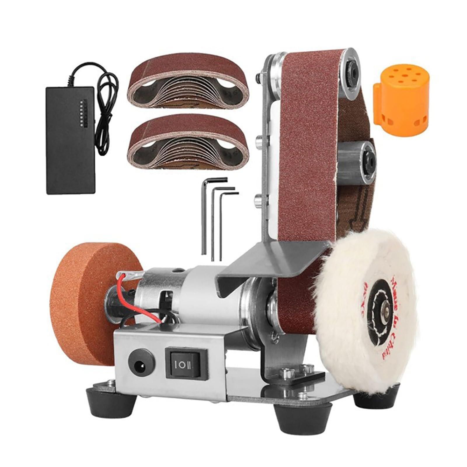Smerigliatrice professionale da banco e levigatrice da 370 W con controllo della velocità variabile, rettificatrice multifunzione con interruttore di inversione per metallo, legno e affilatura