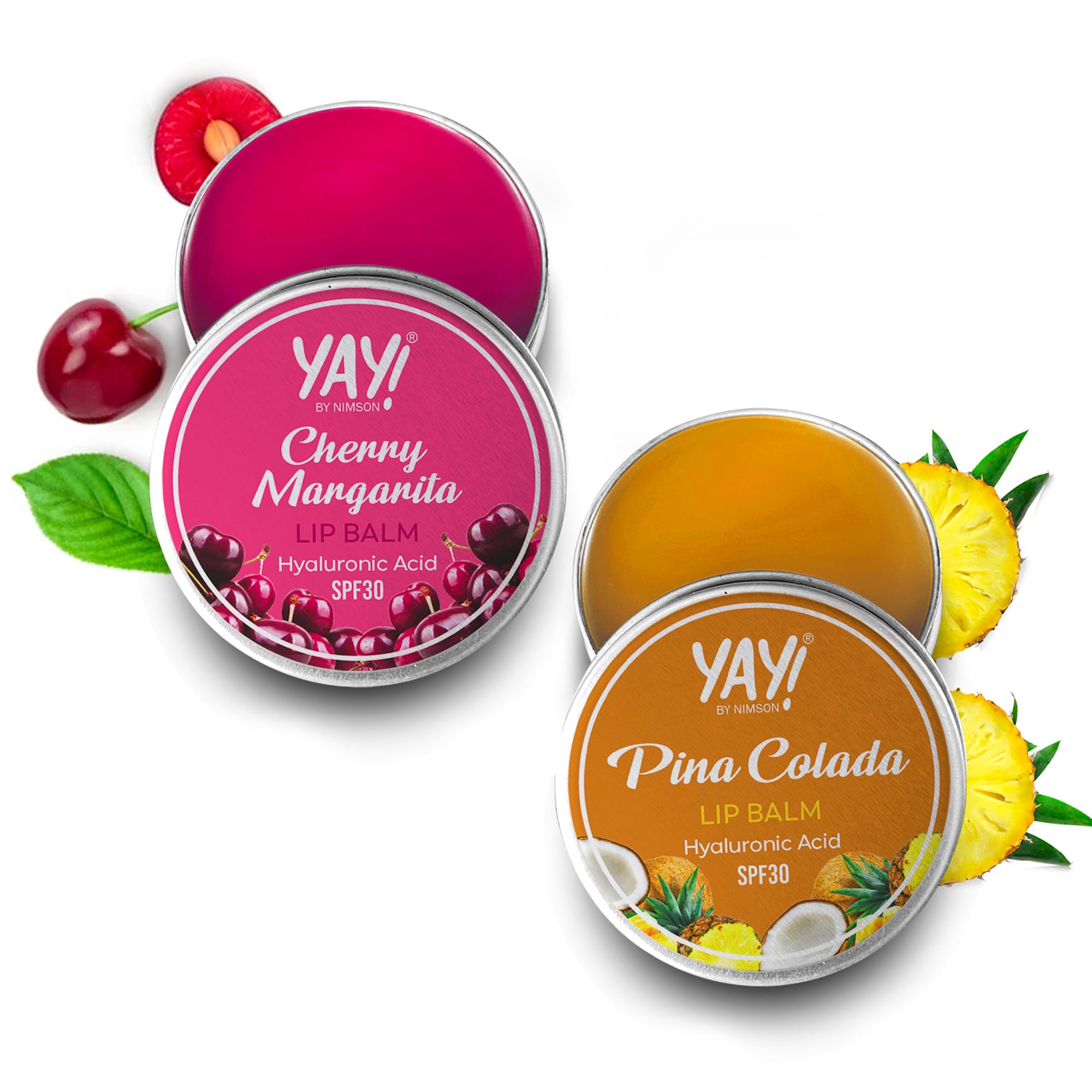Yay! By Nimson Cherry Margarita & Pina Colada Lip Balm (Pack of 2) With Hyaluronic Acid with SPF 30, For Nourished & Healed Lips, Protects from Sun Damage, For Men and Women - 50g Each-image-47