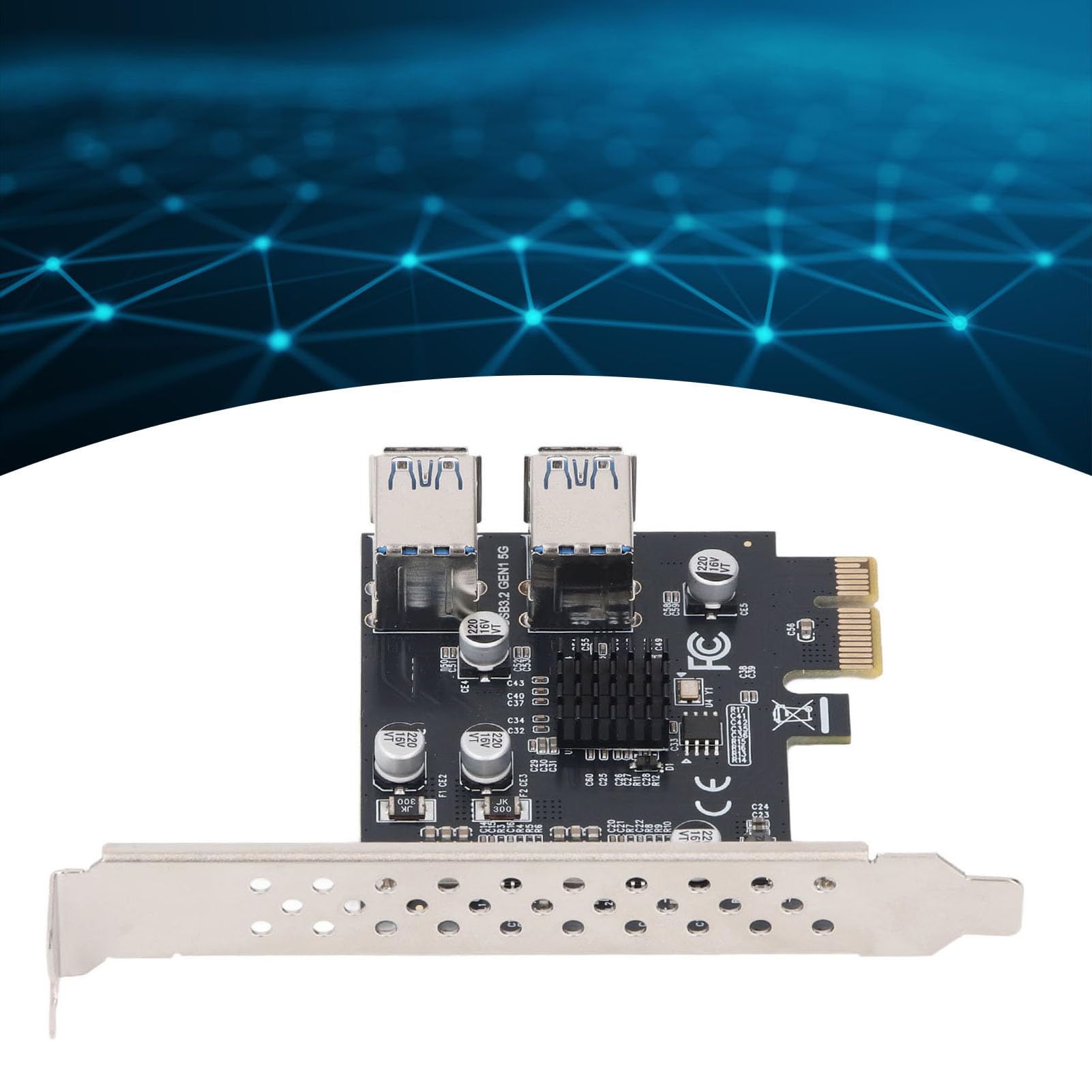 PCI E 1x to 4 USB 3.0 Converter GPU, Equipped with Powerful Main Control chip, Stable 5Gbps Speed, 5V 2A USB Power Output 7 Soild State capacitors, WIN7/10/11, Support