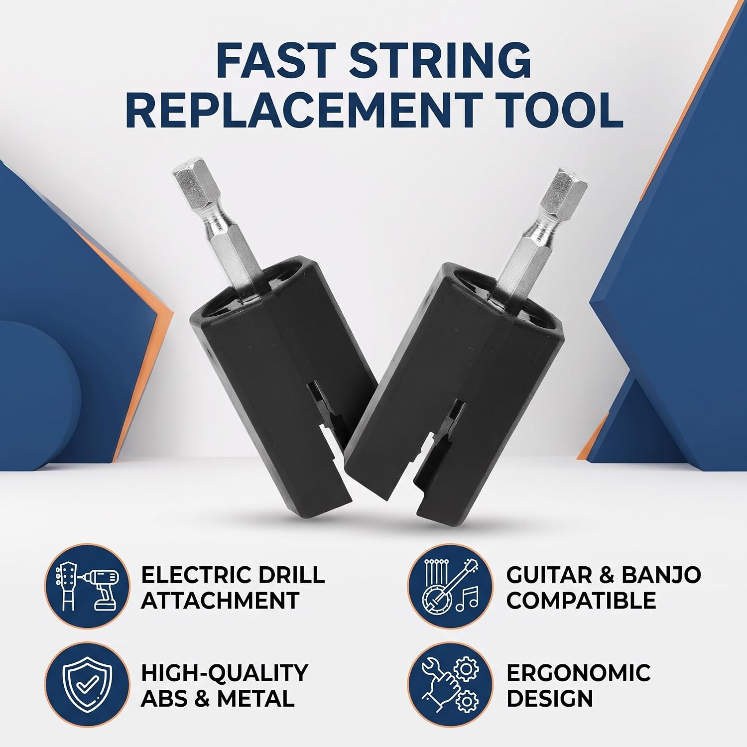 2PCS Guitar Electric Drill Bit String Peg Winder, String Winder Tuning Peg Puller Guitar Repair and Maintenance Tool Playing Accessories