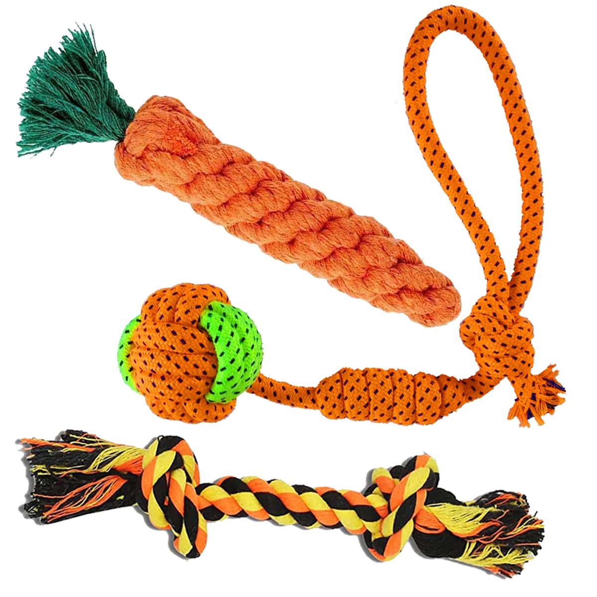 YouHaveDeal Dog Toys for Aggressive Chewers Small to Large Breed, Rope Handle Ball Toy + 2 Knot + Carrot, Interactive Dog Rope Toys, Toys for Dogs, Heavy Toys (Color May Vary) (B0BGPC7B7X) Amazon Price History, Amazon Price Tracker