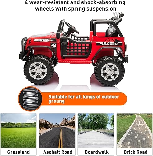 Miniatura 7 de Coche eléctrico de 2 plazas con control remoto, funciona con batería de 12 V para niños, vehículos eléctricos para niños con Bluetooth, música