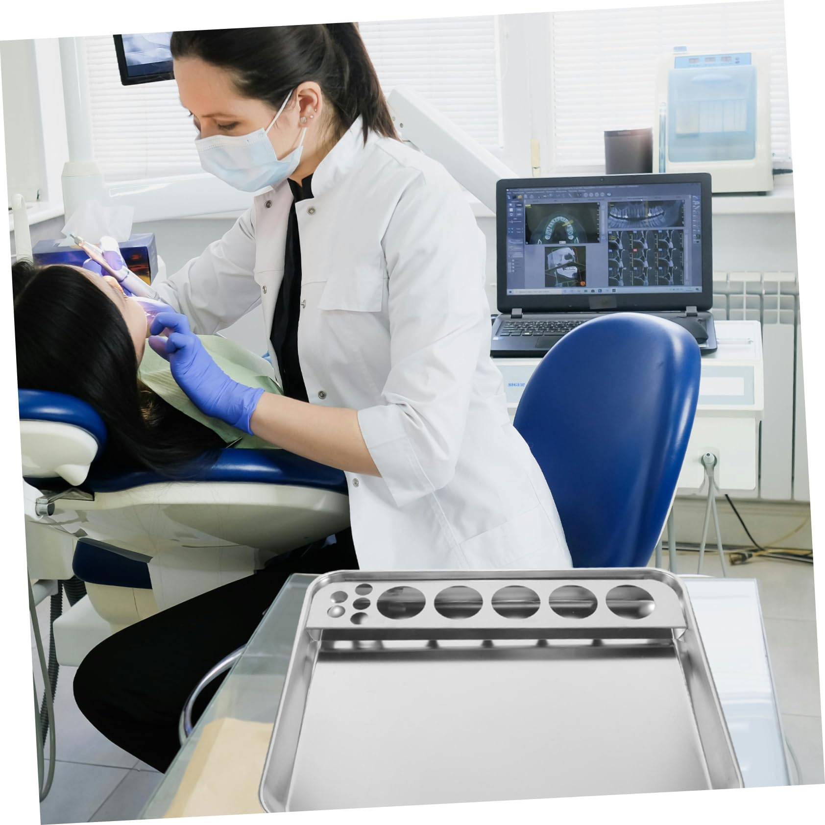 iplusmile Edelstahl Verbandtablett für Medizinische Geräte zur Injektionsvorbereitung mit Ablagefach und Organisiertem Medikamenten Tablett für Pflegeeinrichtung und Krankenhaus