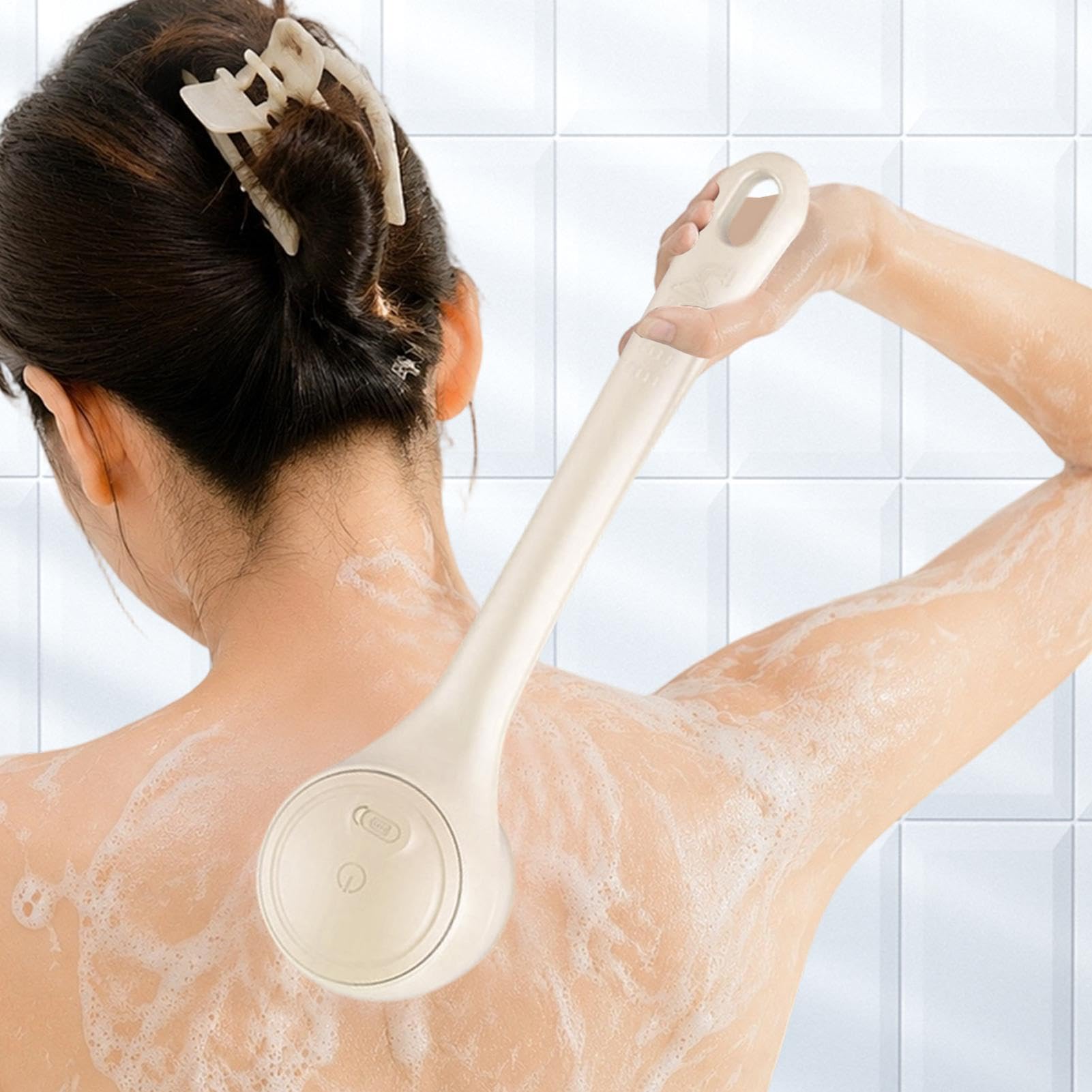 Exfoliante Corporal Eléctrico Exfoliante Rotatorio De 2 Velocidades Con 4 | Cepillo De Ducha Impermeable De Doble Mango Para Masajear La Piel Mano Pierna Y Cuidado Diario De La