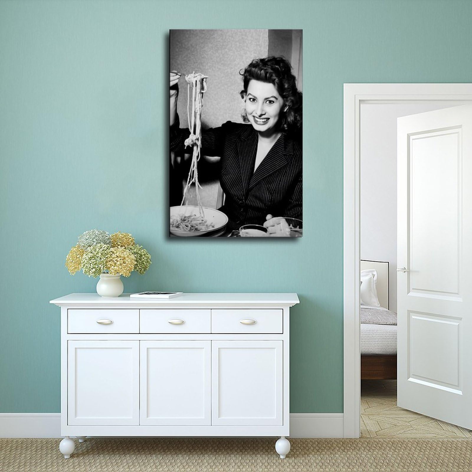 DEZARO Poster Su Tela Con Cornice – Ritratto Retrò Sophia Loren, 40x60 Cm, Per Camera Da Letto O Ufficio - 3