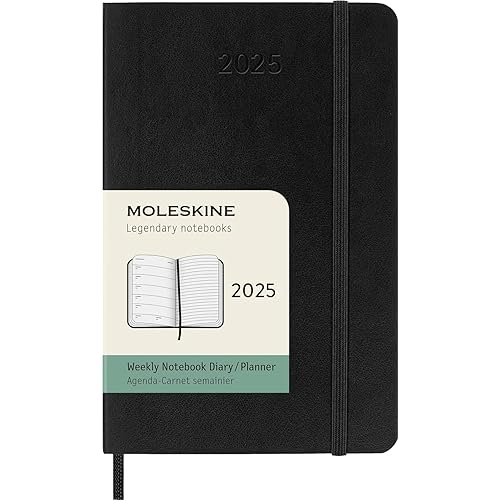 Moleskine Classic 12 Month 2025 Weekly Planner, Soft Cover, Pocket (3.5" x 5.5"), Black, 144 pages