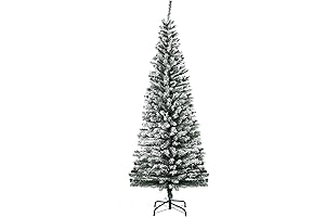 HOMCOM 6' Tall Unlit Snow-Flocked Artificial Christmas Tree