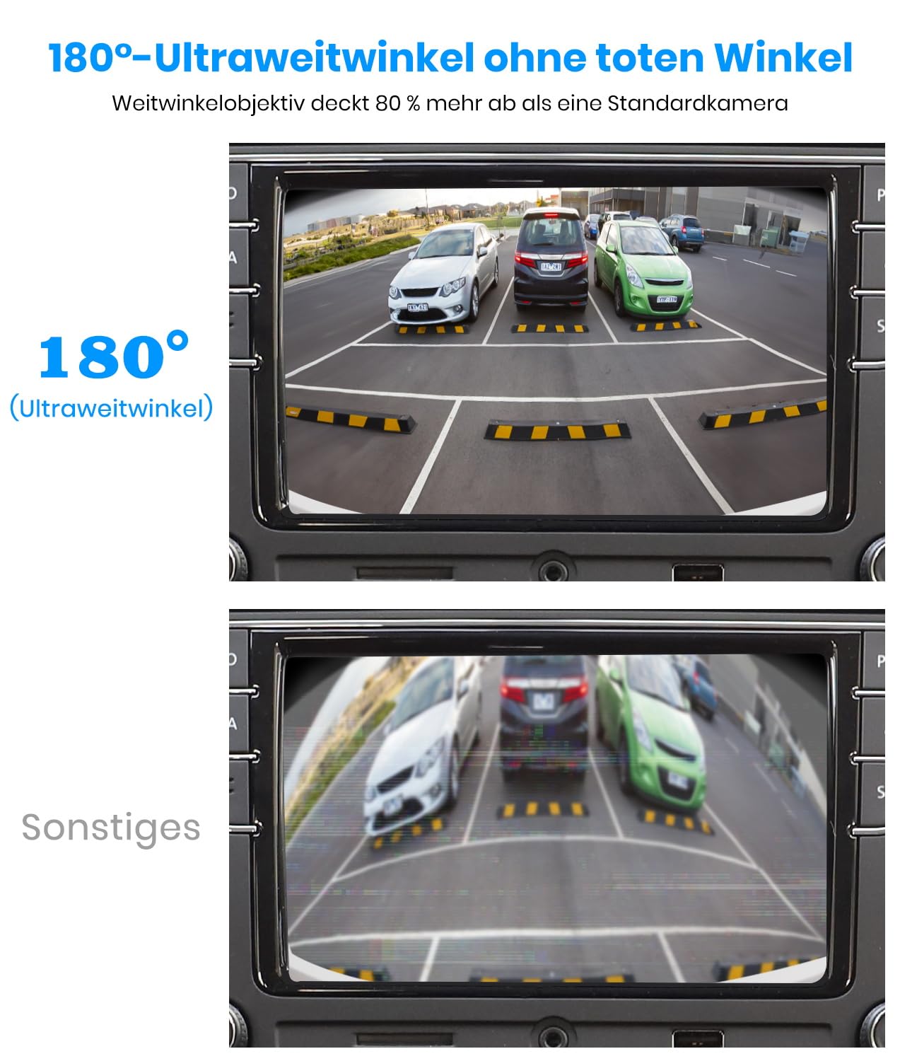 AUTO-VOX Rückfahrkamera 180° Weitwinkel 1080P HD IP69K Wasserdicht OEM Look für Auto SUV Pkw