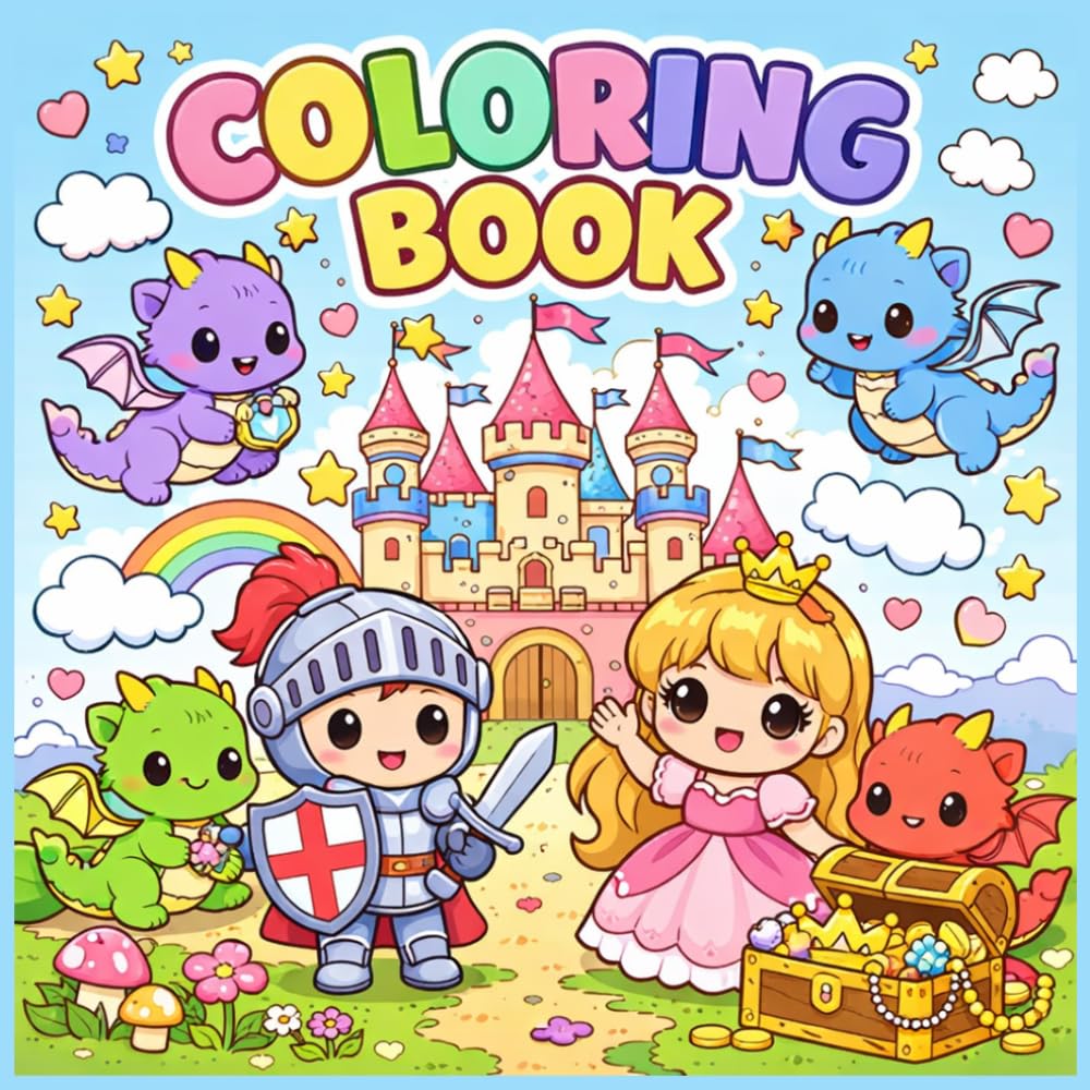 Kawaii Medieval Coloring Book for Kids: Cute Castles, Dragons, Princesses & Knights | Fun Fantasy Coloring Pages for Kids Ages 4-8 | Fun Medieval Fantasy Pages for Creative Kids
