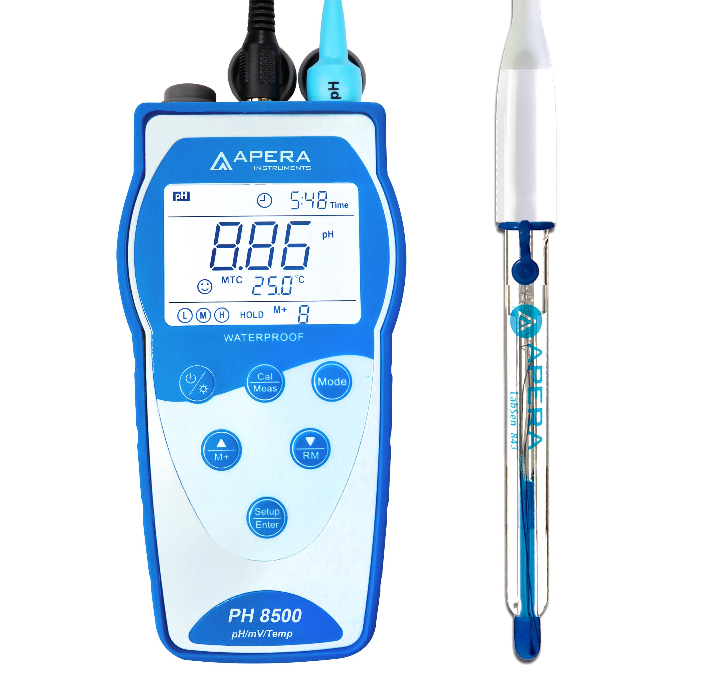 Apera Instruments PH8500-SA pH meter for highly alkaline solutions with GLP memory function and data output (pH measuring range: 0 to 14.00)
