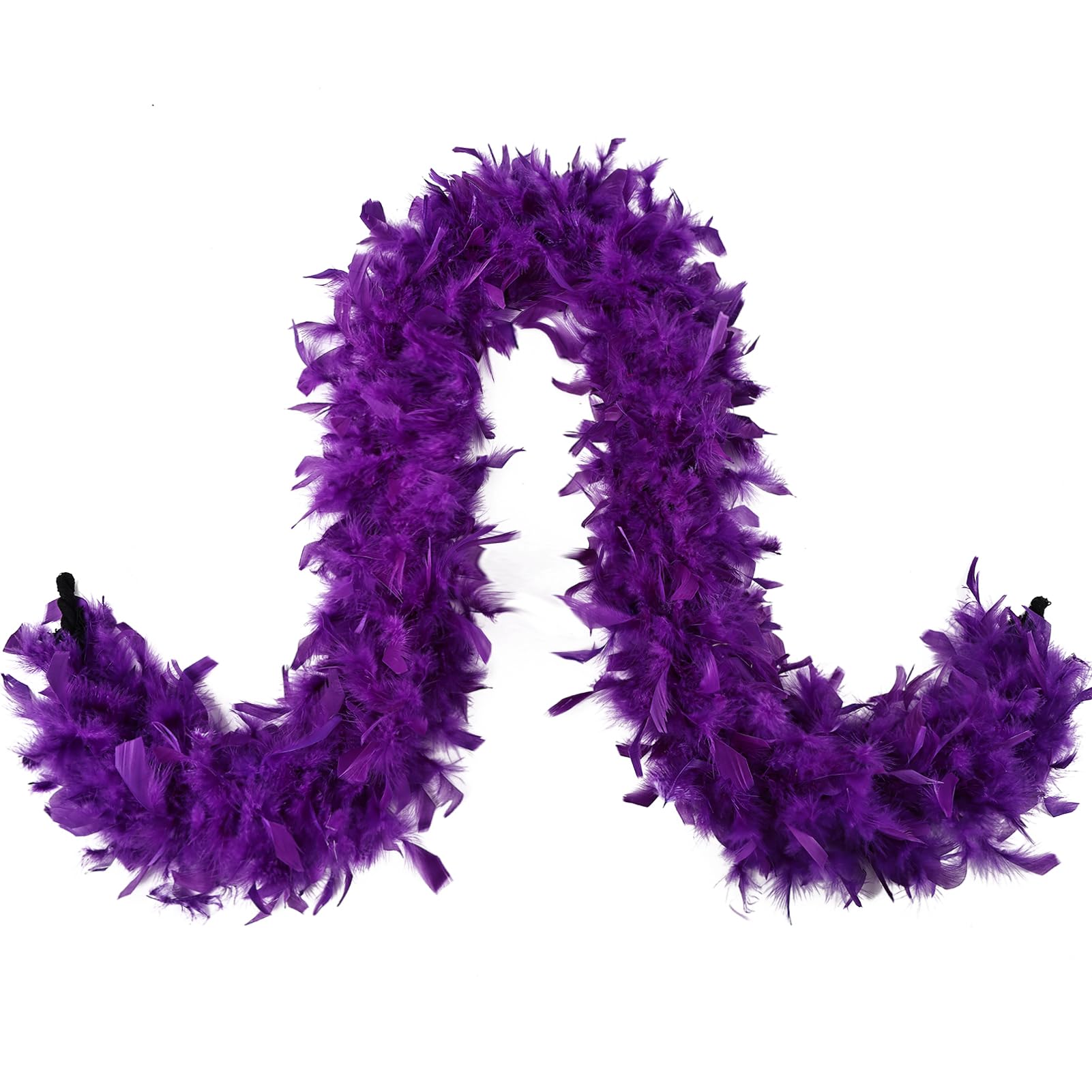 MAOFENG Chandelle Turkey Feather Boa 2 Yards 80g for Halloween Dancing Wedding Party DIY Craft Costume Decoration Feather Boa,Purple — image 1