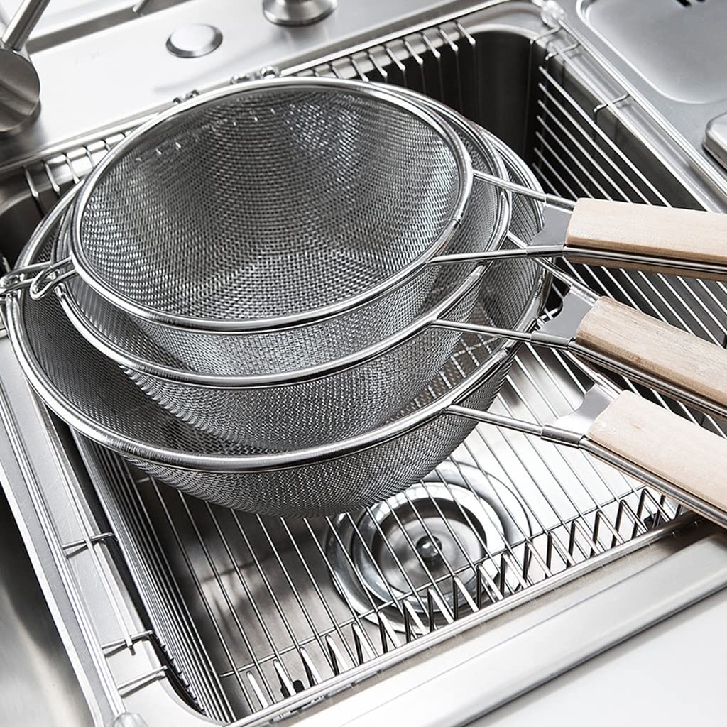 Colador de Pasta, Espumadera de Cocina, colador de Acero Inoxidable, Filtro binaural, Espumadera con Mango de Madera for Herramientas de Cocina y Comedor (Size : 15)