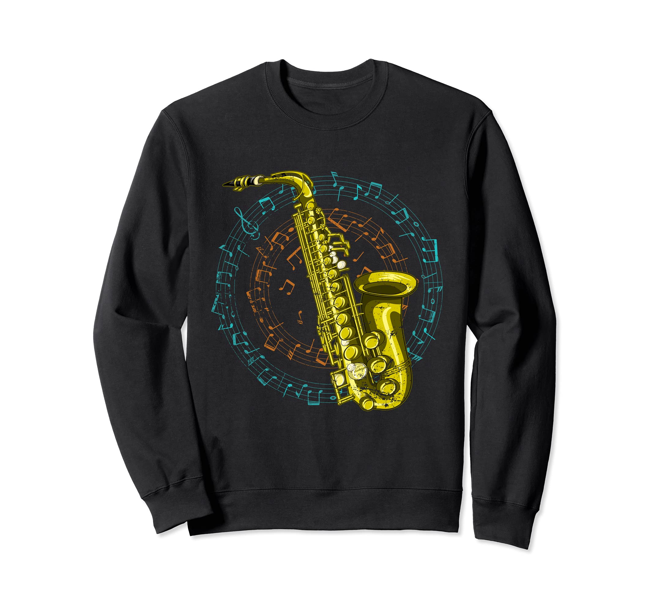 Musical Instrument Sax Saxophonist Music Notes Saxophone Sweatshirt, Black
