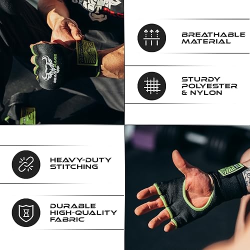 Miniatura 3 de BEAST RAGE Guantes interiores con envolturas de mano, envoltura rápida, largo de 36 pulgadas, soporte de muñeca de MMA, vendajes Muay Thai,