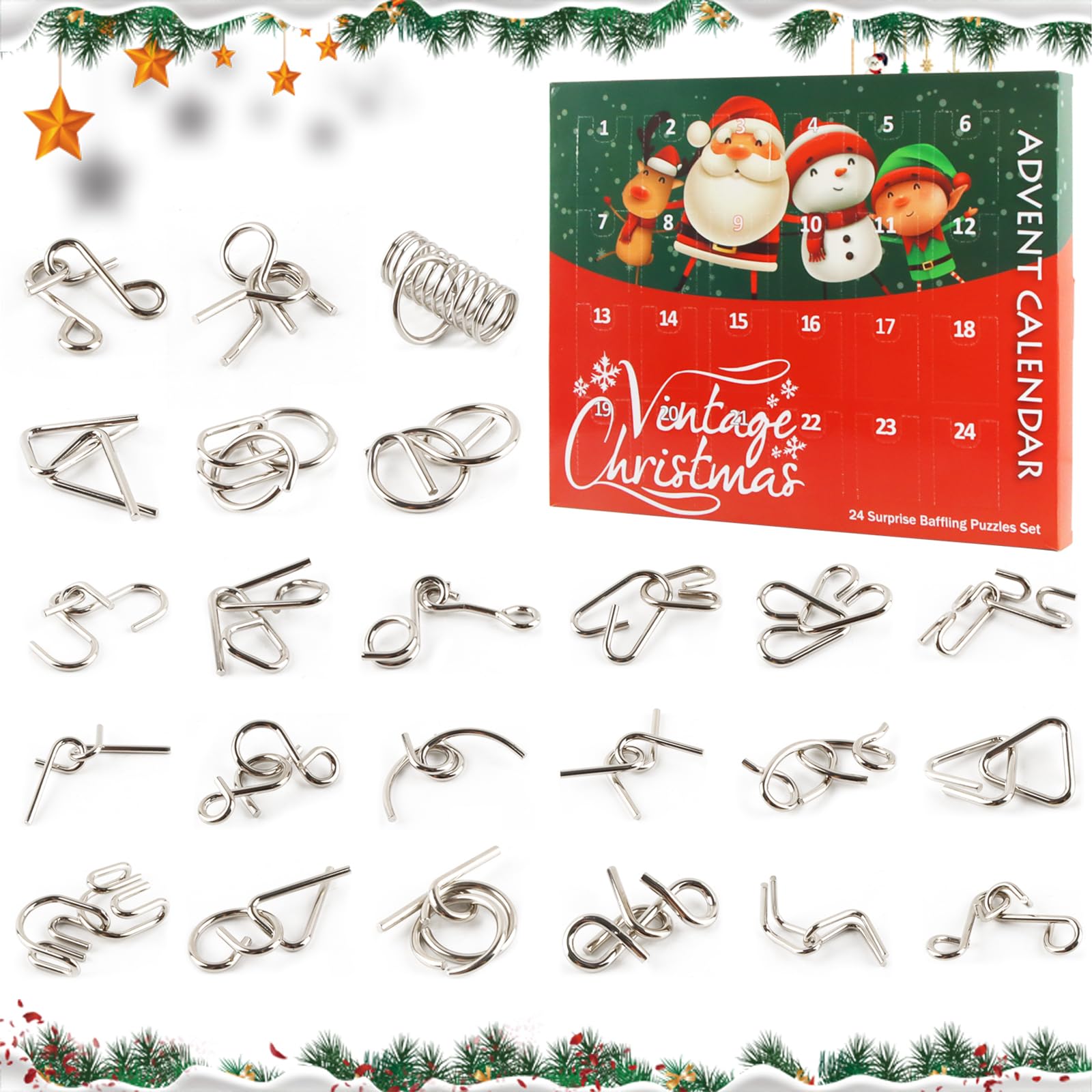 Adventskalender 2025 Mit 24 Knobelspielen – Metall- & Plastik-Puzzles Für Kinder & Erwachsene, Inkl. Lösungshandbuch