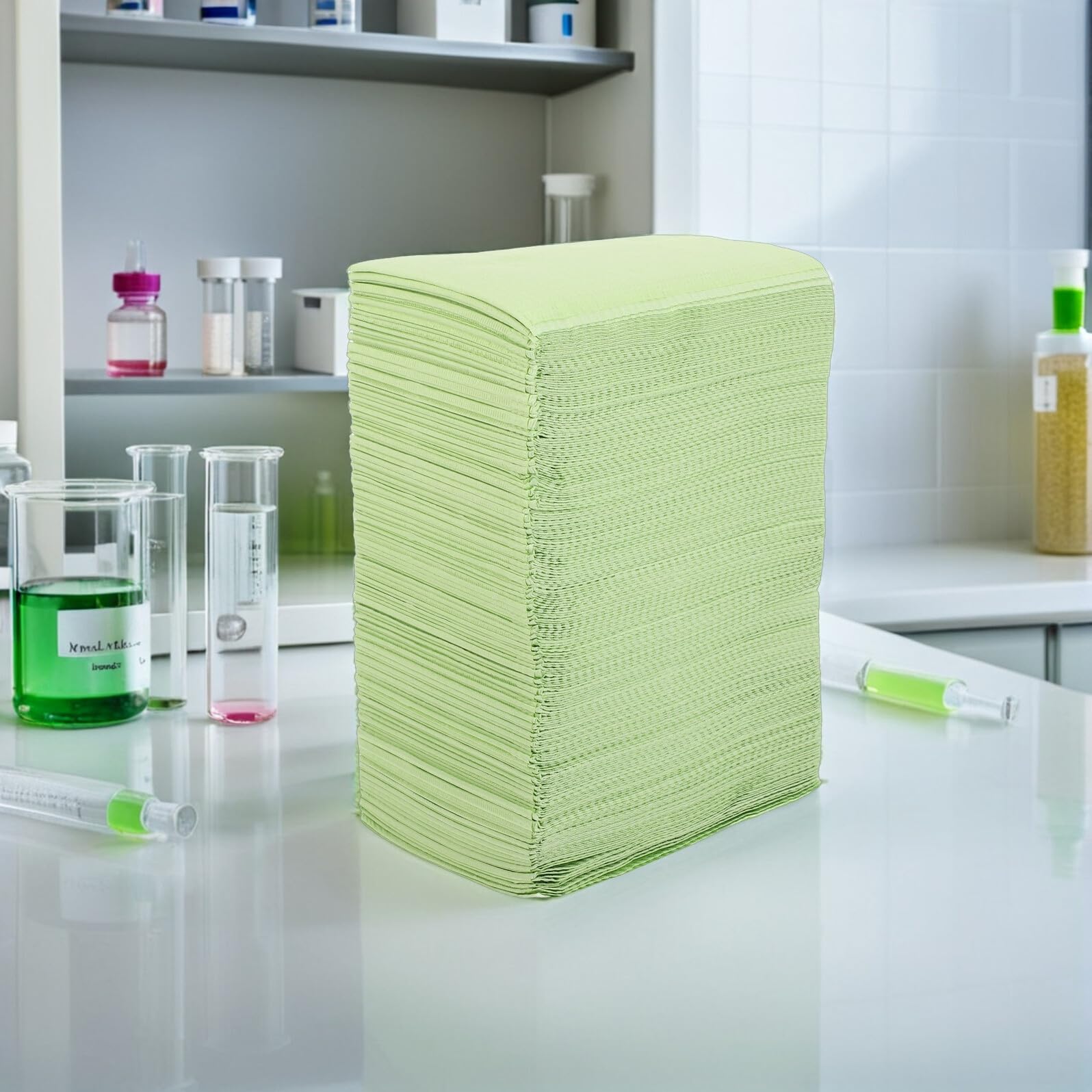 125 Pezzi Bavaglini Monouso in Carta Verde 43X33 CM Tappetino Assorbente per Manicure e Tatuaggi Protezione Igienica per Cliniche Dentali Centri Estetici e Studi Nail Art