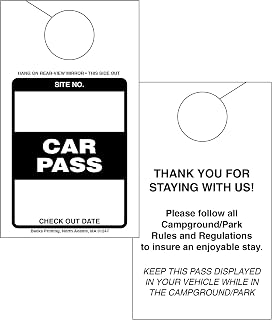 Car Pass Parking Permit Rearview Mirror Hang Tag for Campgrounds RV Parks Trailers Campers Site Tags (White, 1000)
