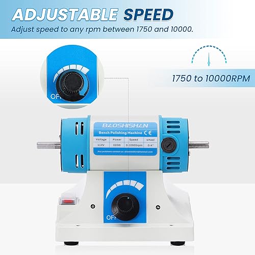Miniatura 6 de BAOSHISHAN Pulidora de joyas, máquina pulidora de banco con accesorios, molinillo de pulido de mesa multifunción, 110 V para joyas, madera, ámbar,