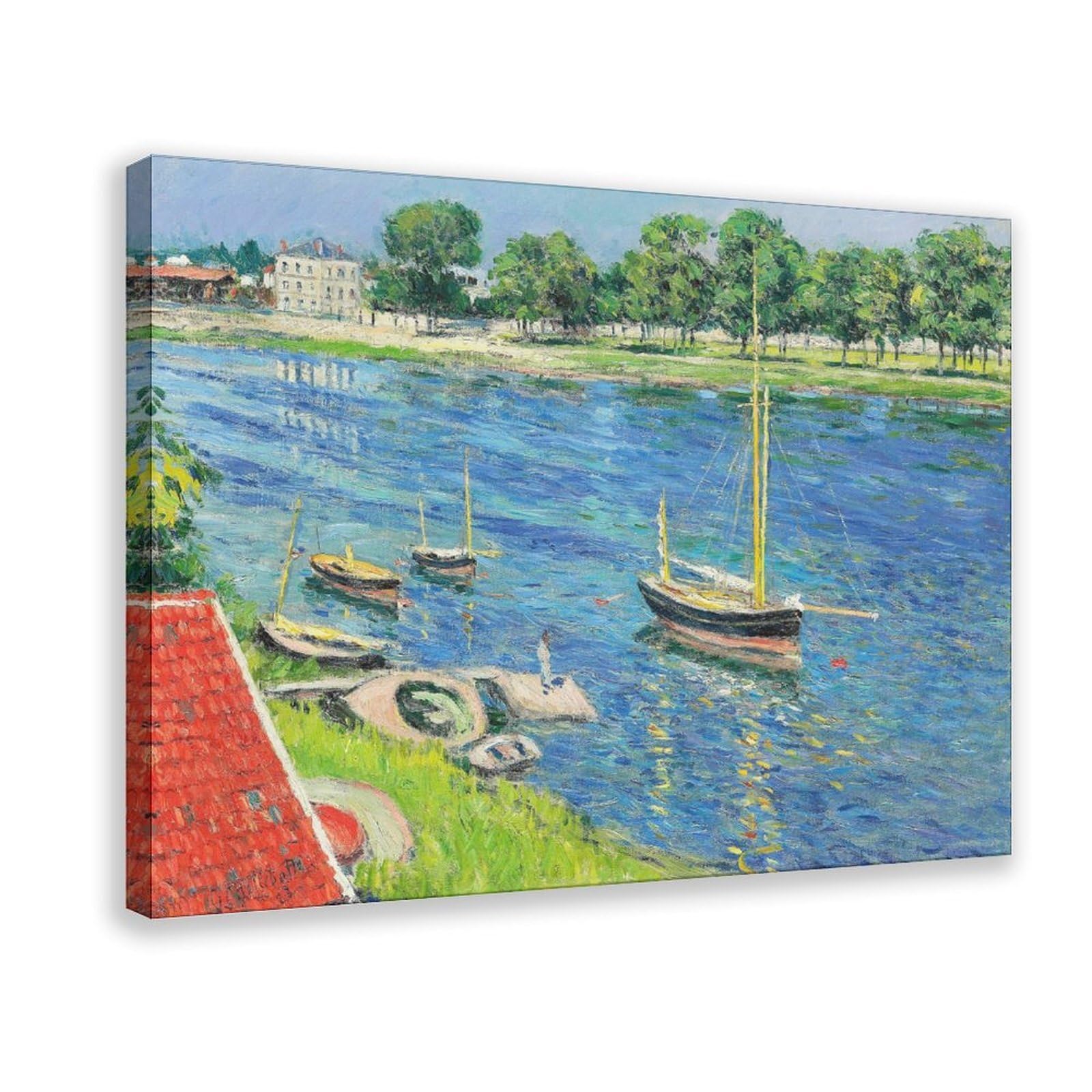 DFJyjFGJJ Gustave Caillebotte,The Seine at Argenteuil Canvas Poster Bedroom Sports Landscape Office Room Decor Gift 12" L X 18" W