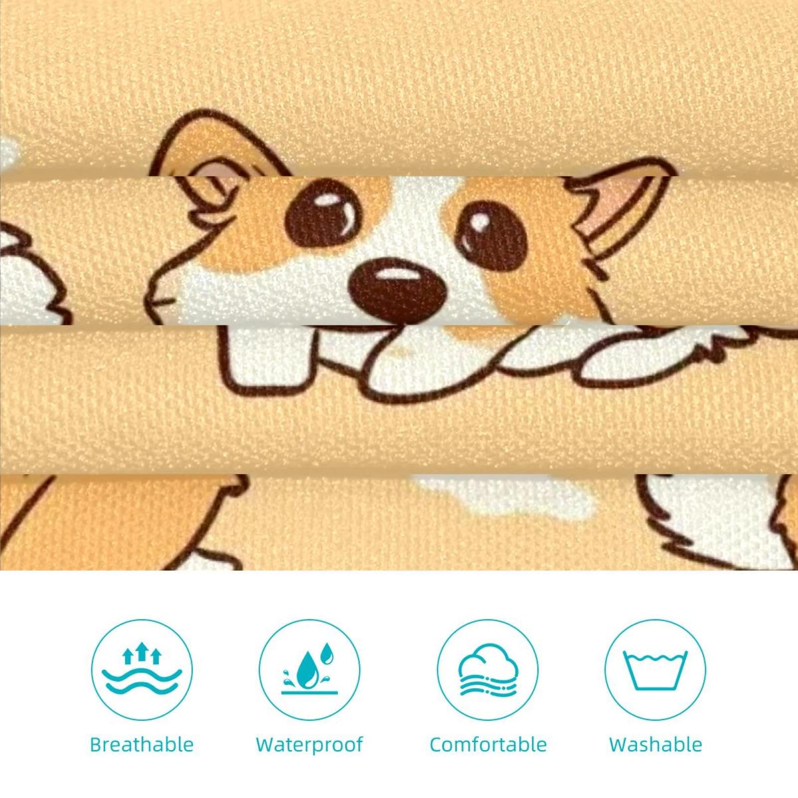 Lot de 2 tabliers de cuisine doux et réglables avec 2 grandes poches pour homme et femme Motif chien Corgi, Chien Corgi mignon dessin animé, L:26.2x34.6in/66.5x88cm;M:26.2x26.6in/66.5x67.5cm