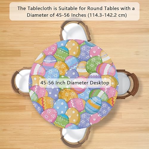 Vista 140 de cfpolar Mantel redondo ajustable de verano, hojas de palma tropical, borde elástico, mantel redondo lavable para uso en interiores y exteriores, se