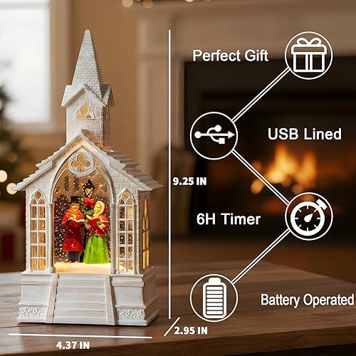 Miniatura 11 de Globo de nieve de Navidad, escena cardenal iluminada, linterna musical de agua de nieve, decoración navideña brillante y regalo para familiares