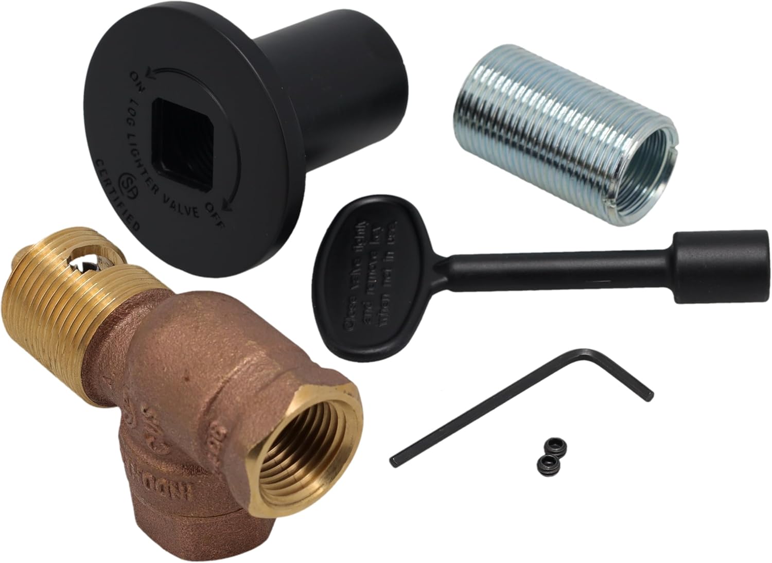 Supplying Demand BVL-2LK-BP Fireplace Fire Pit | 1/2" IPS Angle Log Lighter Ball Valve with Polished Brass Cover and 3" Key