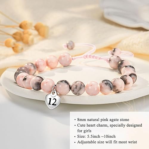 Miniatura 3 de Pulsera de cumpleaños para niña de 8 a 21 años, con números dulces y corazones, para hija, nieta, sobrina, amigas