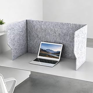 Schreibtisch Trennwand Filz, Akustik Trennwand Faltbar, Sichtschutz Schreibtisch, Tischtrennwand mit Kabelöffnung, 9mm Stark, Schallabsorbierend, für Büro & Homeoffice(60x40x30cm)