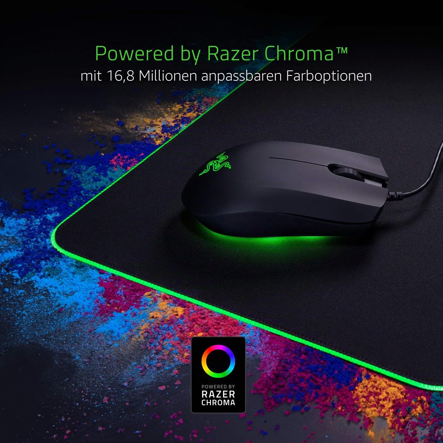Razer Goliathus Extended Chroma - Extra große weiche XXL Gaming Maus-Matte mit RGB Beleuchtung (Kabelhalterung, Stoff-Oberfläche, gesteppter Rand, optimiert für alle Mäuse) Schwarz