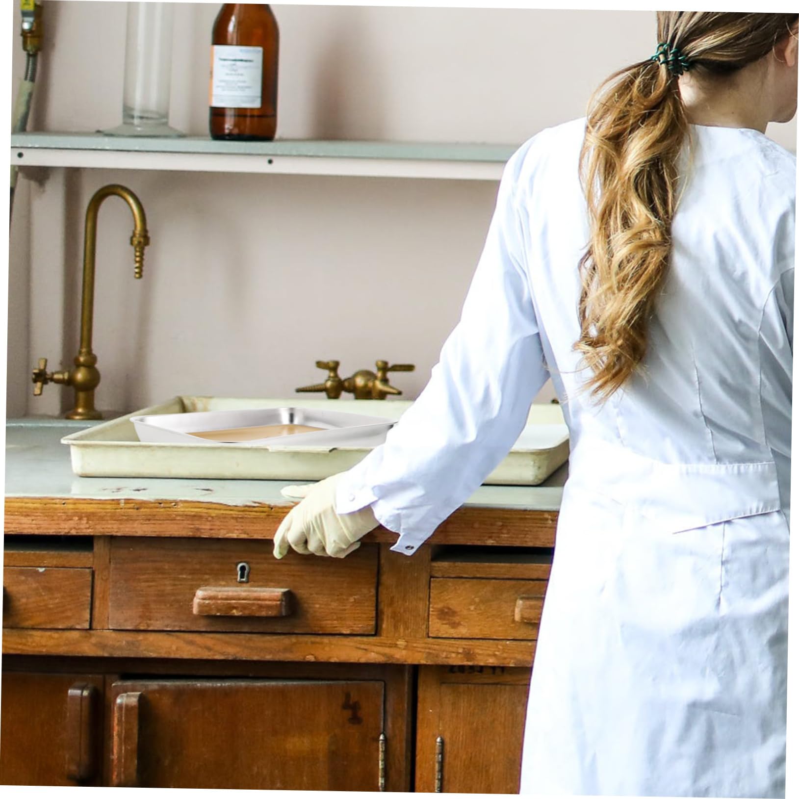 Vassoio di Dissezione e Posizionamento Sicuro in Acciaio Inossidabile con Rivestimento in Cera Supporto Educativo per Laboratorio di Specimen in Ambienti Biologici