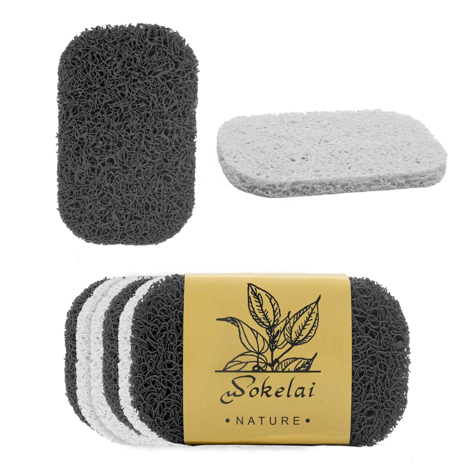 Bar Soap Saver Soap Lift Pad Fits All Soap Dish Tray Sizes, Efficient Draining BPA Free Shower and Bath Soap Dish Holder to Keep Soap Dry for Bathroom Kitchen 8 Packs (White, Dark Grey)